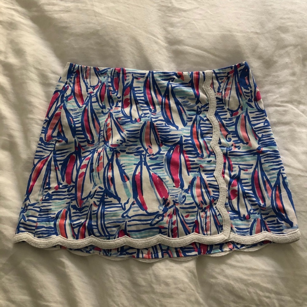 Lilly Pulitzer Red Right Return Scalloped Skort